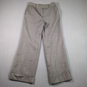 Ann Taylor LOFT Womens SZ 6 Trousers Black White Herringbone Lined Wool Wide Leg